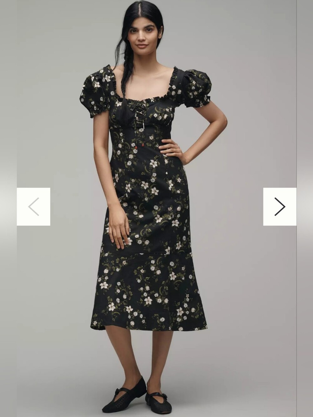 NWT Anthropologie Maeve Linen Blend Puff-sleeve Sweetheart Midi Dress 1X